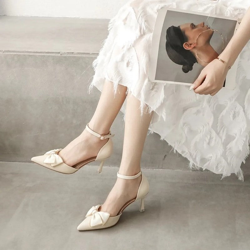 Eloria Bow Ankle Strap Heeled Pumps