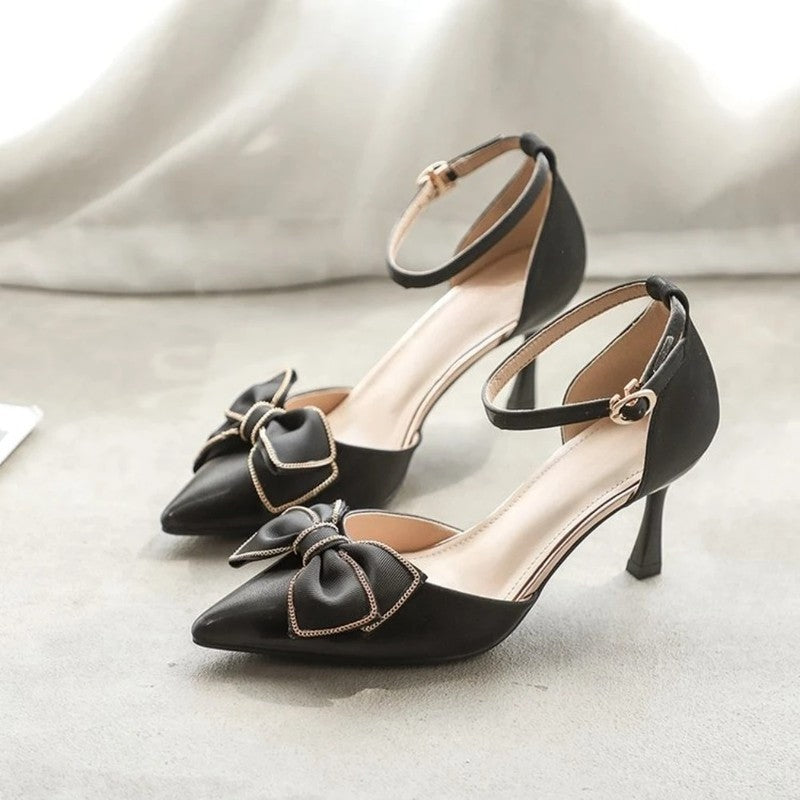 Eloria Bow Ankle Strap Heeled Pumps