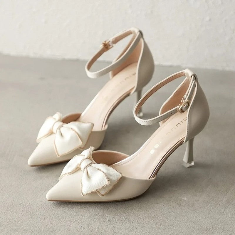 Eloria Bow Ankle Strap Heeled Pumps