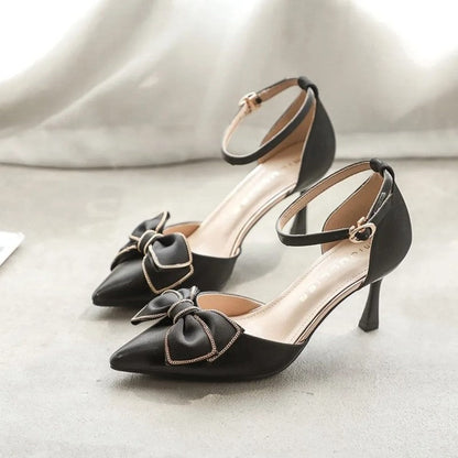 Eloria Bow Ankle Strap Heeled Pumps