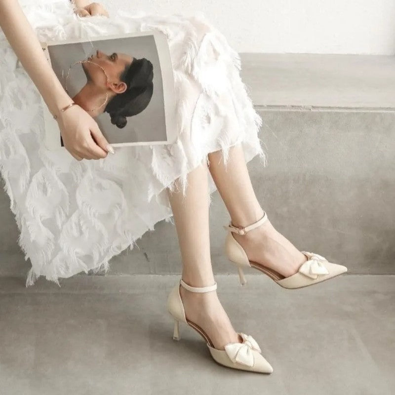 Eloria Bow Ankle Strap Heeled Pumps