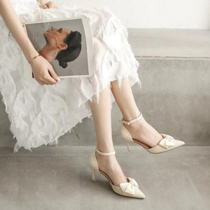 Eloria Bow Ankle Strap Heeled Pumps