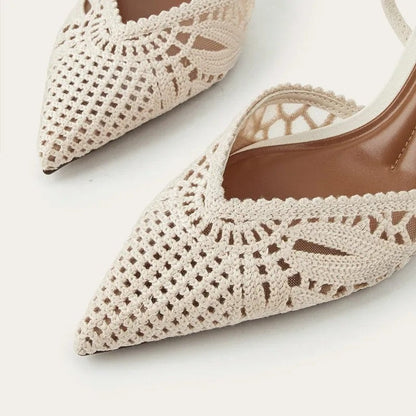 Eloria Crochet Pointed Slingback Heels