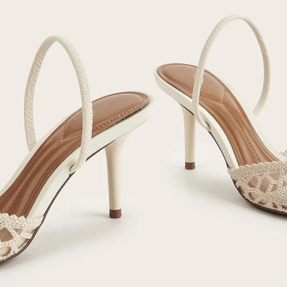 Eloria Crochet Pointed Slingback Heels