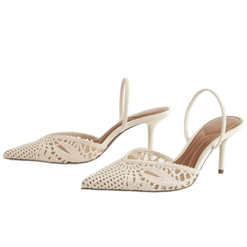 Eloria Crochet Pointed Slingback Heels