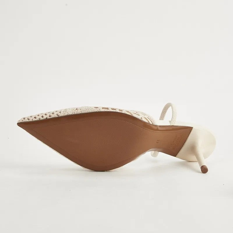 Eloria Crochet Pointed Slingback Heels