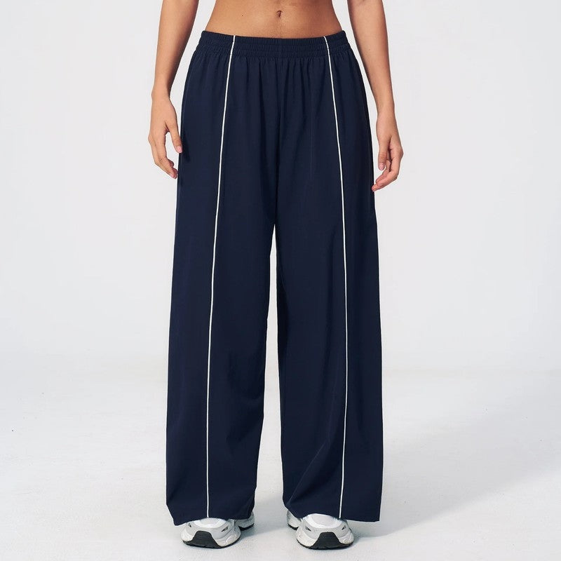 Eloria Relaxed Contrast Stitch Wide-Leg Pants