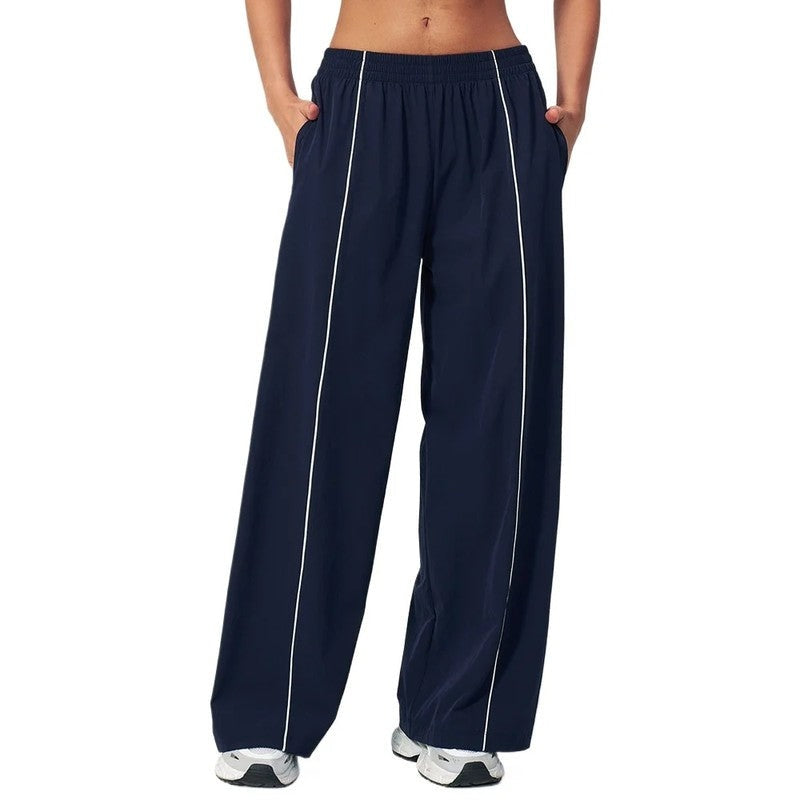 Eloria Relaxed Contrast Stitch Wide-Leg Pants