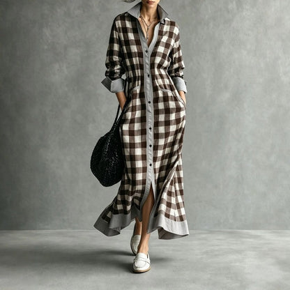 Eloria Relaxed Plaid Button-Up Maxi Dress