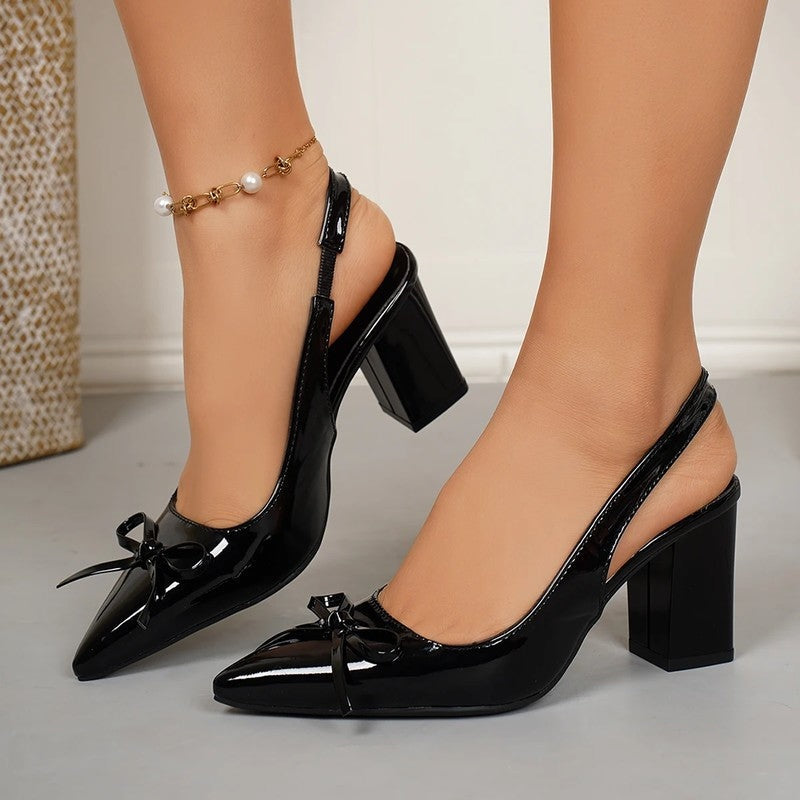 Eloria Slingback Bow Block Heel Pumps