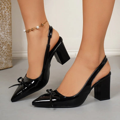 Eloria Slingback Bow Block Heel Pumps
