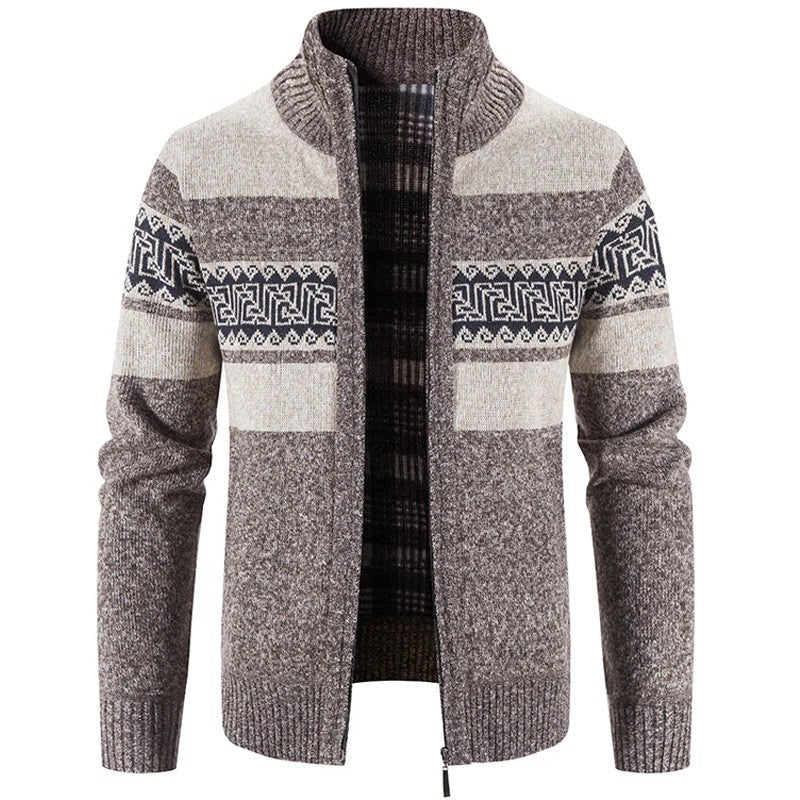 Elvar Patterned Zip Knit Cardigan