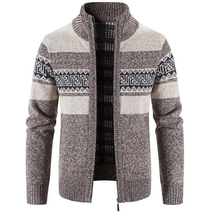 Elvar Patterned Zip Knit Cardigan