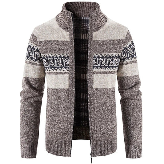 Elvar Patterned Zip Knit Cardigan
