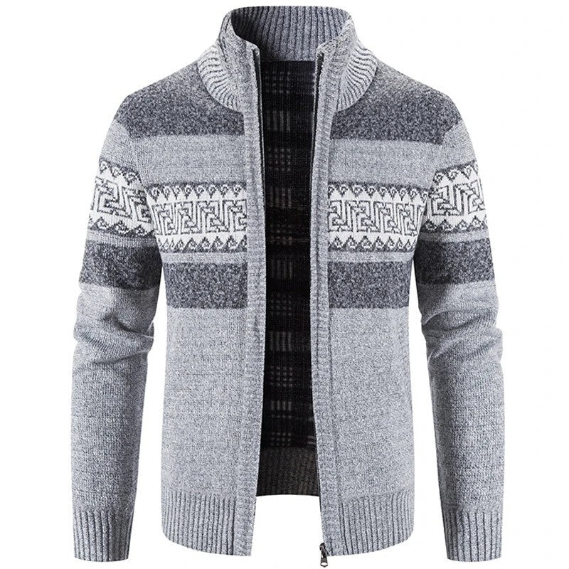 Elvar Patterned Zip Knit Cardigan