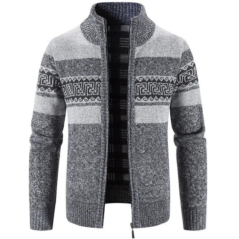 Elvar Patterned Zip Knit Cardigan