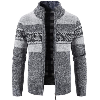 Elvar Patterned Zip Knit Cardigan
