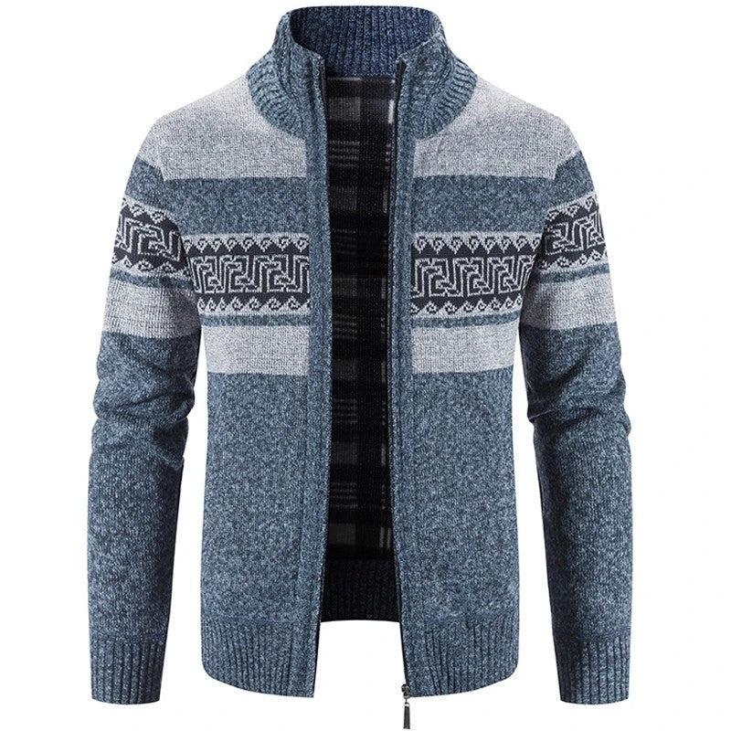 Elvar Patterned Zip Knit Cardigan