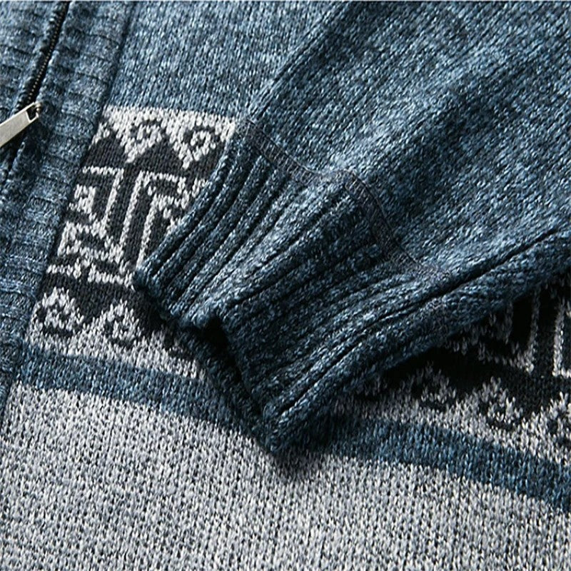 Elvar Patterned Zip Knit Cardigan