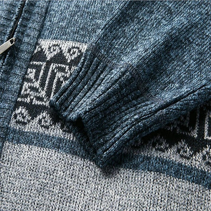 Elvar Patterned Zip Knit Cardigan