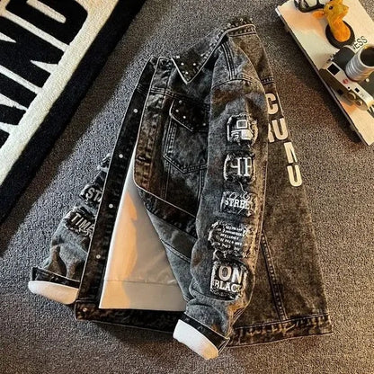 Emory Distressed Graphic Denim Jacket