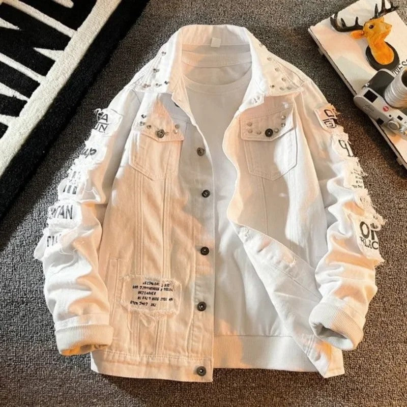 Emory Distressed Graphic Denim Jacket
