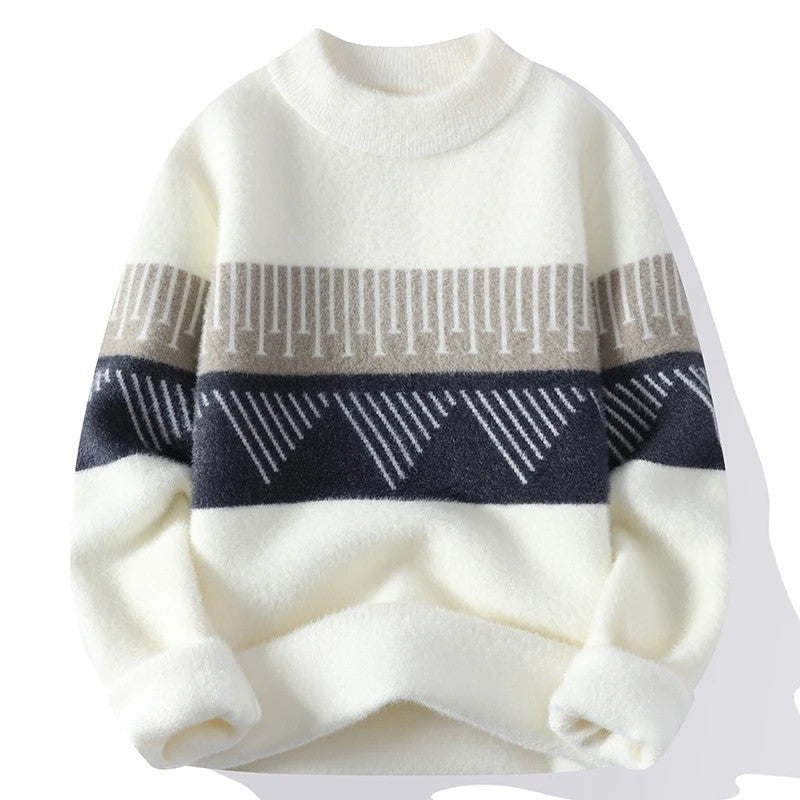 Evren Geometric Pattern Fleece Sweater