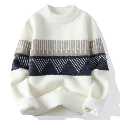 Evren Geometric Pattern Fleece Sweater