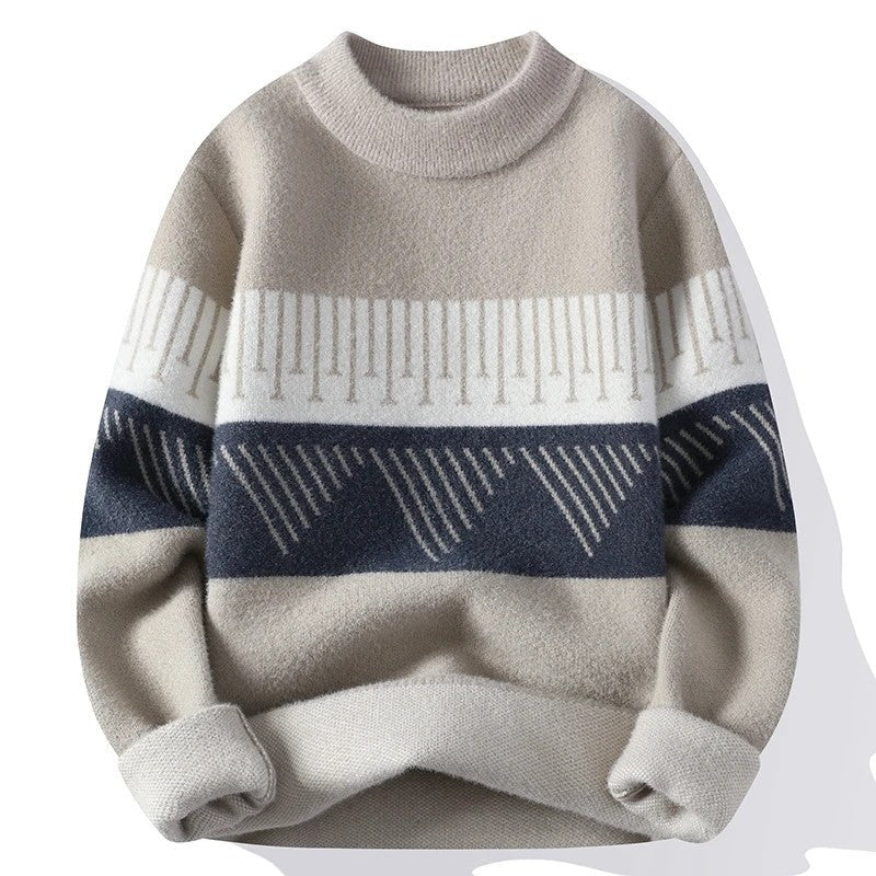 Evren Geometric Pattern Fleece Sweater