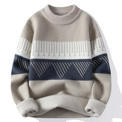 Evren Geometric Pattern Fleece Sweater