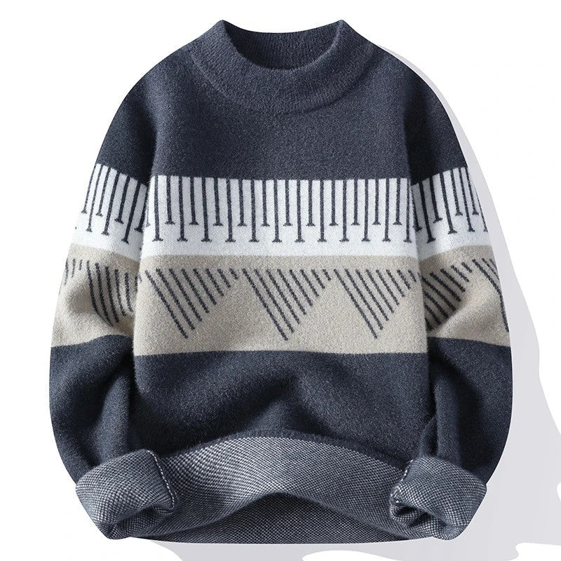Evren Geometric Pattern Fleece Sweater
