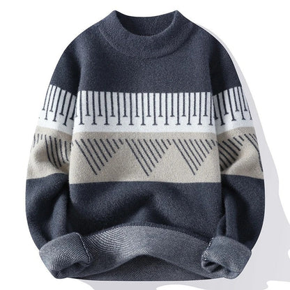 Evren Geometric Pattern Fleece Sweater