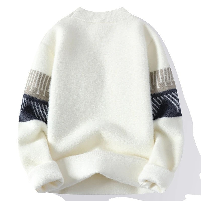 Evren Geometric Pattern Fleece Sweater