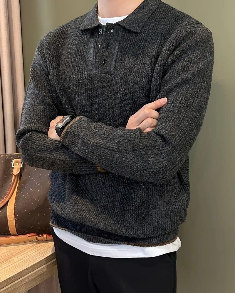 Felix Men's Ribbed Knit Polo Sweater
