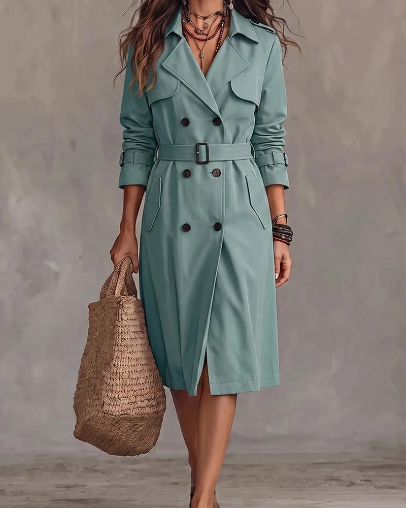 Fenwick Double-Breasted Belted Trench Coat