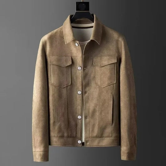 Ferano Suede Trucker Button-Up Jacket