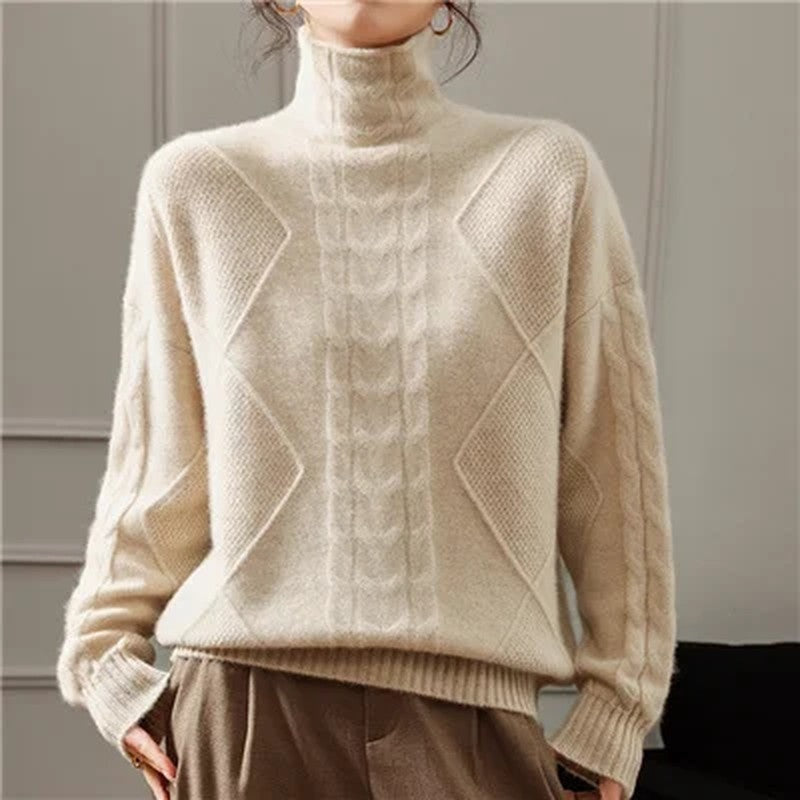 Florine Textured Mock Neck Knit Sweater