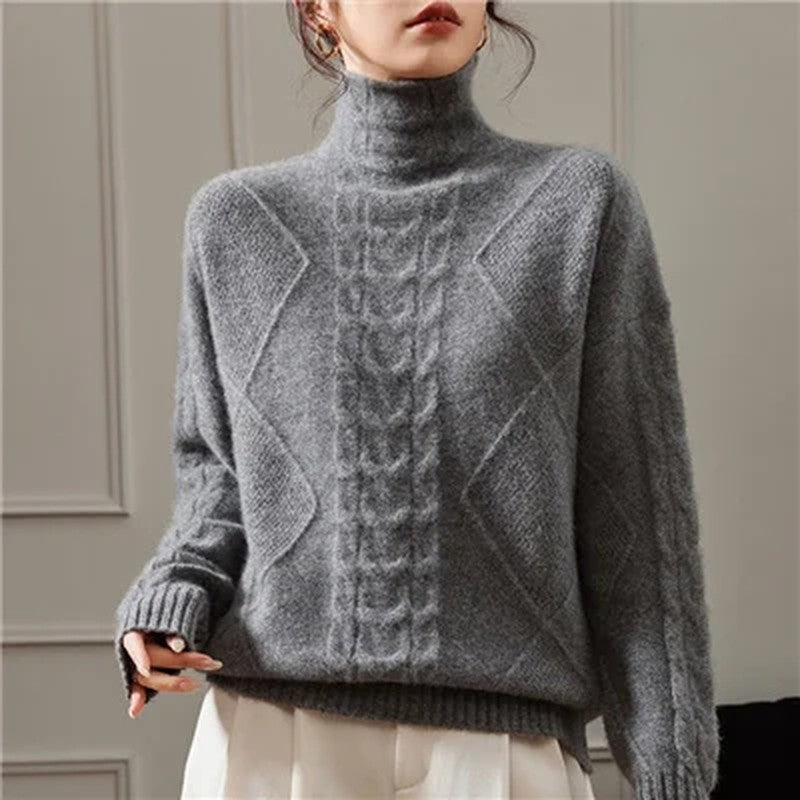 Florine Textured Mock Neck Knit Sweater