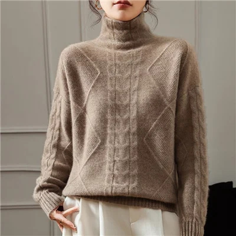 Florine Textured Mock Neck Knit Sweater