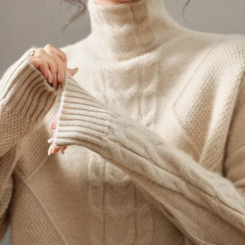 Florine Textured Mock Neck Knit Sweater