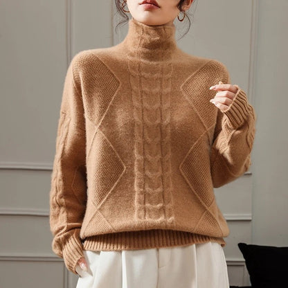 Florine Textured Mock Neck Knit Sweater