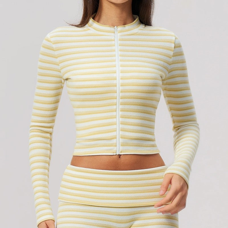 Frida Women's Ribbed Zip Cropped Top