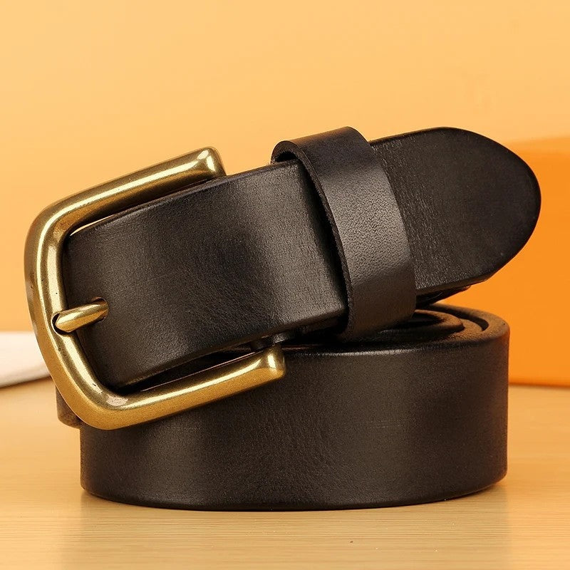 Genuine Leather Polished Buckle Belt