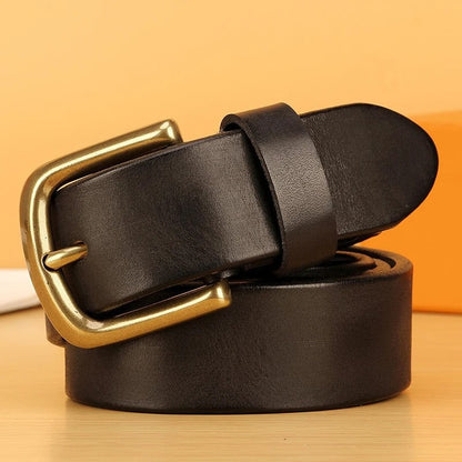 Genuine Leather Polished Buckle Belt