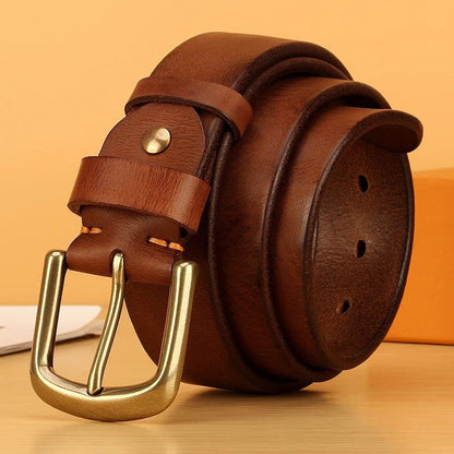 Genuine Leather Polished Buckle Belt