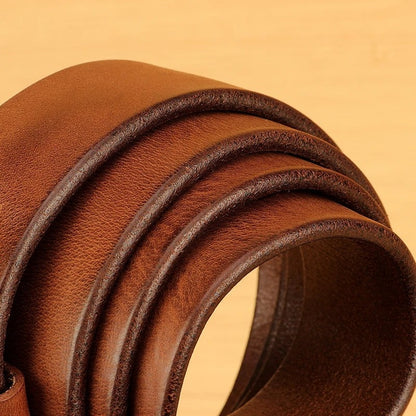 Genuine Leather Polished Buckle Belt