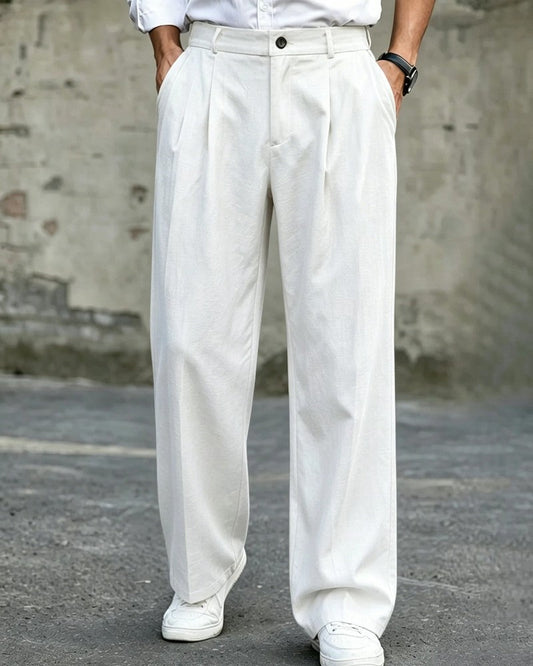 Halden Relaxed Pleated Wide-Leg Trousers