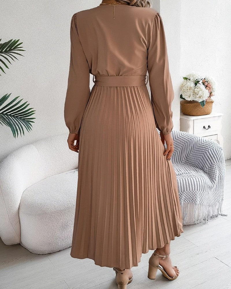 Heidi Women's Pleated Belted Midi Dress