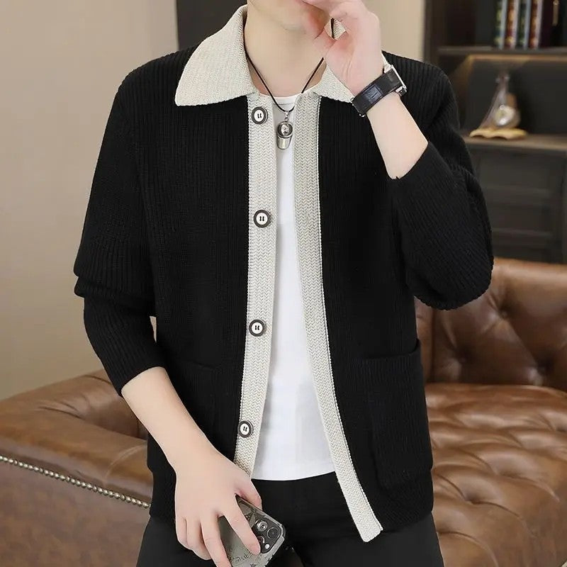 Hugo Men's Ribbed Contrast Knit Cardigan