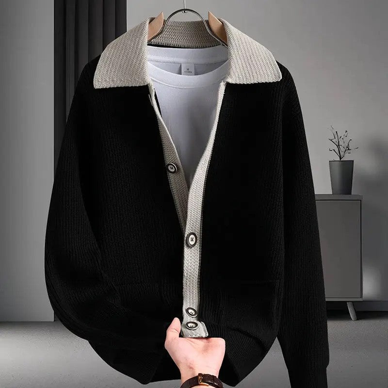 Hugo Men's Ribbed Contrast Knit Cardigan